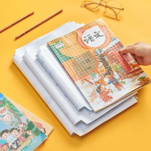 10Pcs Book Cover Transparent Self-adhesive Frosted Book Film Primary and Secondary Textbook Protective Cover Student Supplies with 10Pcs Name Stickers