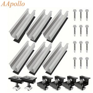 Solar Panel Mounting Rail Kit PV Module Bracket Mid End Clamp Solar Flat Roof Mount Brackets For Install 30/35mm Solar Panel