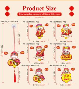 แม่เหล็กติดตู้เย็นรูปเทพเจ้าแห่งความมั่งคั่งสุดน่ารักพร้อมพู่ห้อยรูปการ์ตูนแบบดั้งเดิมสำหรับแขวนตู้เย็น 3 มิติสำหรับเทศกาลปีใหม่
