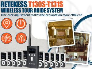 Retekess T130s Upgrade Wireless Tour Guide System One-key operation Rechargeable Wireless Microphone For Tour Guide Meeting Factory visit Church Used for Hajj and Umrah
