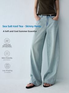 HAVERICE | Light Straight Leg Floor-Sweeping Jeans for Women