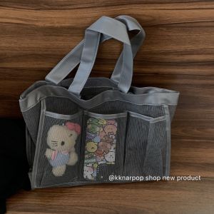 กระเป๋าใส่ของใช้ส่วนตัวแบบมีพื้นตาขนาดใหญ่ กระเป๋าถือแบบลำลองสำหรับไปชายหาด วัสดุพลาสติก กระเป๋าถือแบบสะพายไหล่ข้างเดียว