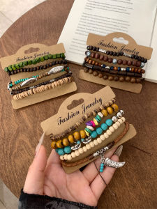 Bohemian Style Womens Bracelet Stackable Woven Green Turquoise Jewelry Fashion Accessory Traditional Ethnic Retro Design