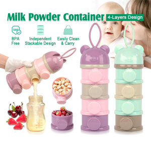 4 Layers Baby Milk Powder Box Portable NonLeakage Powder Container Airtight Snack Sealed Storage Box