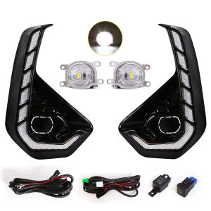 Car LED DRL Turn Signal Fog Lamps For Toyota Hilux Revo 2024 2025 Daytime Running Lights White Yellow Front Bumper Daylights 12V
