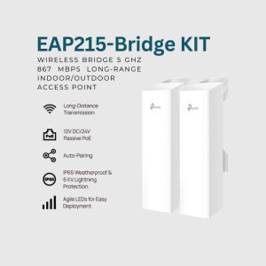 TP-Link EAP215-Bridge KIT Wireless Bridge 5 GHz 867 Mbps Long-Range Indoor/Outdoor Access Point | Gigabit Ethernet Port
