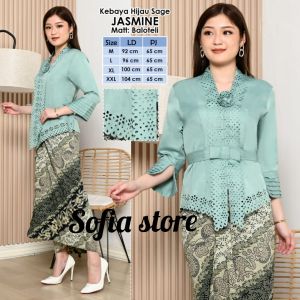 Atasan Saja Kebaya Kutu Baru Remaja Dewasa Jasmine Warna Sage Green Hijau Model Bali Kartini