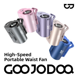 GOOJODOQ GFS011 พัดลมคาดเอวแบบหนีบ 11 เมตร/วินาทีลม 9H Runtime 360° ปรับได้สําหรับทํางานและกลางแจ้ง