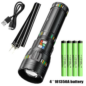 Super Bright Spotlight Long Range LED Flashlight Zoom Emergency Lantern Rechargeable Lamp Outdoor Camping Torch Power Display