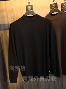 Famous Half-High Collar Knitted Sweater for Men Basic Pure Color Commute Fashion Urban Style Long Sleeve Autumn Winter Top