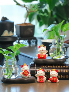 แจกันเรซิ่นตกแต่งรูปแมวสไตล์โมเดิร์นมินิมอล สำหรับปลูกพืชไฮโดรโปนิกส์ ของตกแต่งโต๊ะทำงาน ห้องนั่งเล่น ของขวัญ ภาชนะปลูกต้นไม้ ของตกแต่งสำนักงาน