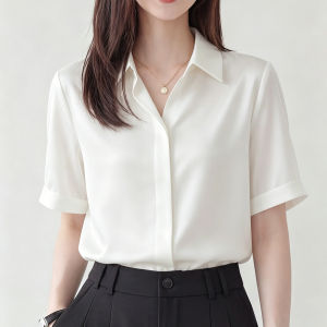 YAOMUHUA | French Elegant White Short Sleeve Shirt