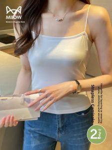 miiow | Thin Strap Vest Womens One-Shoulder No Chest Pad Inner Wear Anti-Light Breast Coverage Wrap Chest Tube Top Silk Cotton Blend
