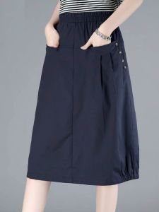 Casual Summer New Womens Skirt Elastic Waist Slimming Loose A-Line Fashion Pocket Handkerchief Waist Skirts for Women