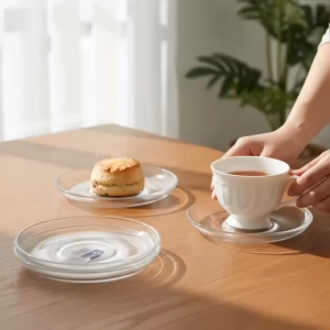 Hộp 6 Dĩa Lót Cốc Thủy Tinh LXP Cao Cấp Chống Trơn – Trang Trí Bàn Trà Bàn Cafe Gia Đình