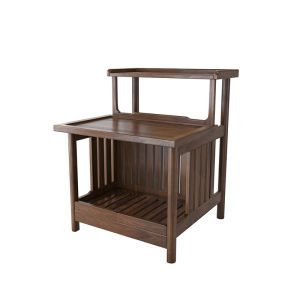 New Chinese Style Black Walnut Tea Table Simple Home Use Larch Wooden Tea Desk Combination for B&B Zen Style Dining Table And Chairs