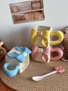 Ceramic Mug Butterfly Knot Birthday Gift for Best Friend Breakfast Cup Dessert Cup Cute Pink Girl Heart LUCKYDOG Brand