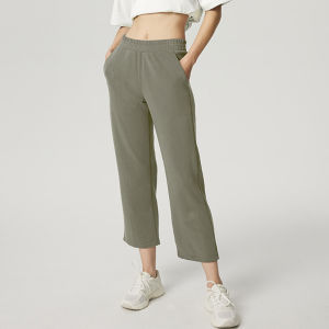 Fall Modal Casual Sport Pants Womens Loose Straight Leg Slimming Fitness Running Outdoor Wear High Waist Polyester Blend