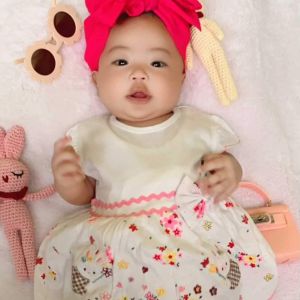 Dress Bayi Perempuan Putih Bunny List untuk Anak 6-18 Bulan Free Celana Dalam Bayi Murah Terjangkau / Dress Baby Gaun Bayi Bahan Katun / Bisa COD Bayar di Tempat