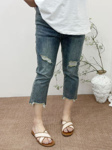 Summer Thin plus Size Womens Jeans Elastic Waist Stretchy Slim Straight Leg Ankle-Length Casual Denim Pants for All Body Types