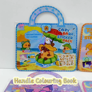 Portable Kids Colouring Sticker Activity Book DIY Scene Sticker Doodle Book Handle Creative Travel Toy Birthday Gift