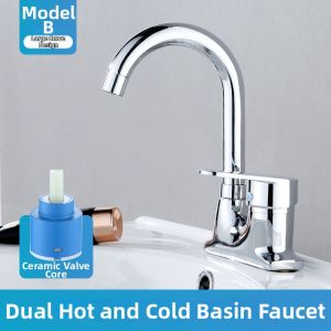 Brass Bathroom Double Tap Hot and Cold