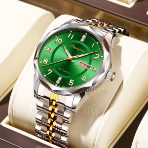 Đồng Hồ Cơ Tự Động Hoàn Toàn Dành Cho Nam Bằng Thép Không Gỉ Lịch Tuần Phát Sáng Chống Nước Thời Trang Đồng Hồ Đeo Tay Kỹ Thuật Số