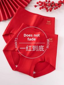 Red Cotton Underwear High Waist Autumn Winter Style Womens Briefs Antimicrobial Pure Cotton Snake Year Short Pants