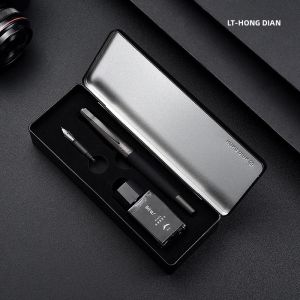 LT Hongdian 6013 Kim Loại Đen Bút Máy Dành Cho Nam Titan Ngòi EF/F/Xoay Cong Nắp Kinh Doanh Mực Viết Văn Phòng Quà Tặng