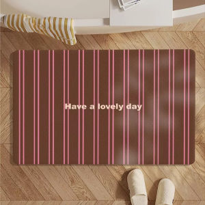 VIKAMA Modern Simple Vertical Stripe Bathroom Floor Mat Anti slip Water Absorption Quick drying Shower Room Bathroom Home Decor
