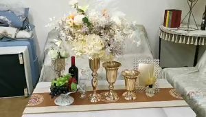 Wedding Flower Vase Glass Metal Candlestick Candle Holders Golden Flowers Vase Holder Wedding Ceremony Decoration home decor Wedding Decoration Candleholders