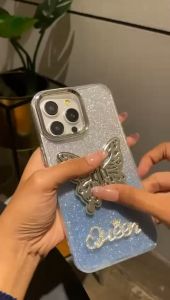 New! Case Butterfly Standing Glitter Luxury Quicksand Chrome 2 in 1 Casing HP For Iphone X Xs Xr 11 12 13 14 15 Plus Pro Max RCI475