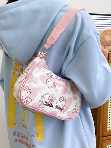 Cute Cartoon Underarm Bag for Women Nylon Cloth Single Shoulder Matching Daily Use Dumpling Shape Bag with Zipper Closure