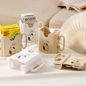 【Annjolie】ผู้ถือกล่องนม กล่องกันบีบ ที่ใส่กล่องนม ปรับขนาดได้ บีบคอนเทนเนอร์เครื่องดื่มที่วางแก้วเด็กกล่องนม