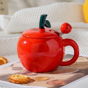 JIFANPAUL | Cute Couples Ceramic Breakfast Cup with Lid and Spoon