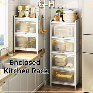 Kitchen dust cabinet 3/4/5 Layers Kitchen Rack Rustproof Storage Cabinet Carbon Steel Multi-function Rack Enclosed Rack