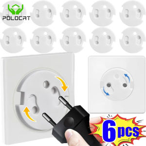 Polocat 1-6pcs White Electrical Safety Socket Protective Covers Baby Care Clear Anti-electric Shock Infant Plug Power Outlet Guard Protection