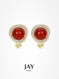 ต่างหูรูปจี้หินมัลเบอร์รี่สีแดงสไตล์ย้อนยุค เครื่องประดับหูสำหรับผู้หญิง เครื่องประดับตกแต่งหูแบบไม่ต้องเจาะ ของขวัญปีใหม่ วัสดุอื่นๆ