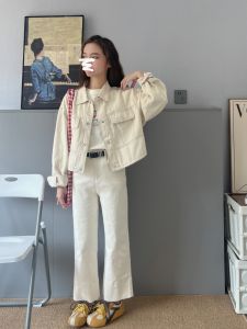 Sumui150 High Waist Wide Leg Jeans Casual Style 145cm Length Slimming Effect Spring Fashion High Waist Straight Leg Jeans