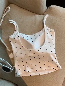 Spotted Low-Back Sleeveless Camisole With Padding
