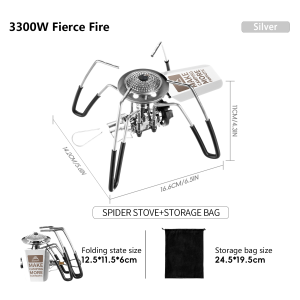 BISINNA Portable Camping Spider Stove 3300W High-power Folding Lightweight Gas Burner for Outdoor Hiking Picnic Barbecue