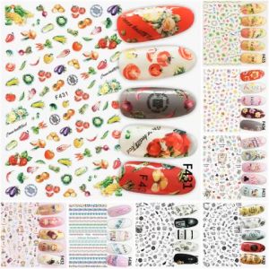 Sticker Dán Móng Tay Họa Tiết Hình Rau Củ Quả Oganic Màu Và Trắng Đen / Hoạt Hình Wonderland / Vòng Hoa Lá / Viền Hoa Văn / Nails sticker Series F – F431