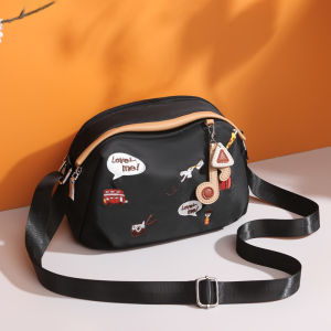 Fashionable Shell Shaped Small Crossbody Bag for Women Waterproof Oxford Cloth Single Shoulder Bag Casual Macaron Style Nylon Material