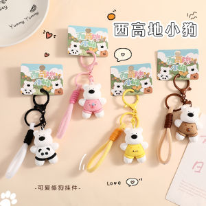 Cute West Highland Terrier Dog Keychain Couple Matching Bag Pendant Womens Style Creative Gift Keyring Fashionable Accessory