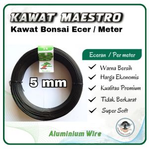 Kawat Bonsai 5 mm Aluminium Ecer/meter HITAM PUTIH Maestro Wire