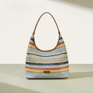 Josiny | Colorful Stripe Woven New Fashion Versatile Bag