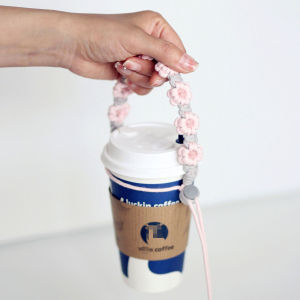 Daisy Portable Water Bottle Pouch Rope Coffee Or Tea Cup Drop-Resistant Rope Handle Carrying Lanyard Hand-Knitted Rope DIY Material Package