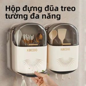Hộp Đựng Đũa Treo Tường Cao Cấp Mở Nắp Lật Mới