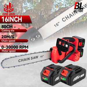 ONEVAN 16 Inch 7980W 30000RPM Cordless Chainsaw Brushless Electric Saw Chainsaw Woodworking Garden Power Tools For Makita 18V Battery
