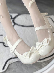 Jue Mothers Bai Xueji Original Color Matching High Heel Mary Jane Shoes Lolita round Head Sweet Students Elegant Girls Shoes